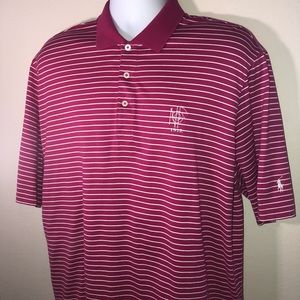 Ralph Lauren Raspberry Striped Golf Polo Large